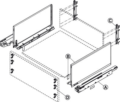 Zelfbouwset Blum legrabox lade 257 mm