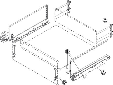 Zelfbouwset Blum legrabox lade 193 mm