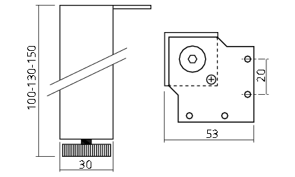 Vierkante meubelpoot 150 mm