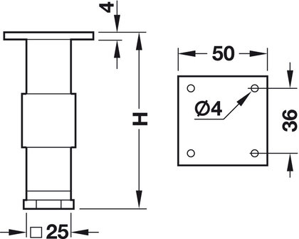 RVS meubelpoot