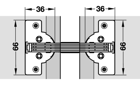 H&auml;fele GS 45 verstekscharnier 90&deg;