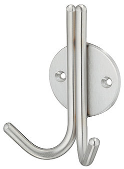 Kapstokhaak RVS met 2 haken
