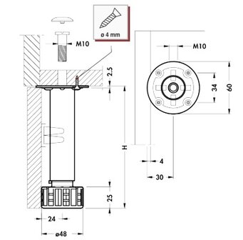 Metalen stelpoot 120 mm