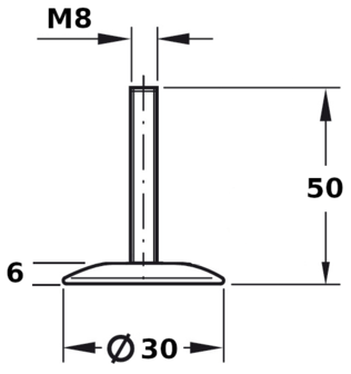 technische Metalen stelpoot M8 x 50 mm