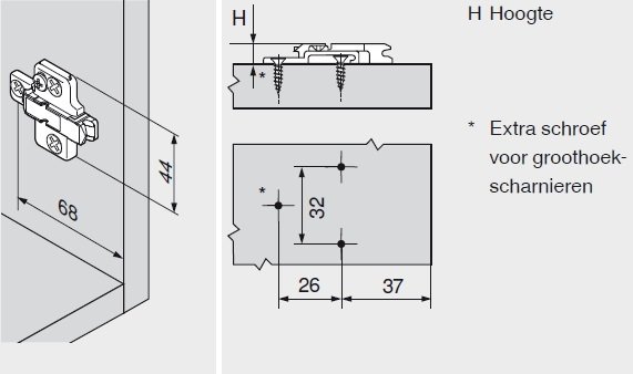 Blum montageplaat 3 mm