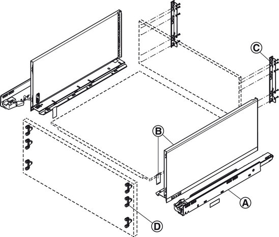 Zelfbouwset Blum legrabox lade 257 mm
