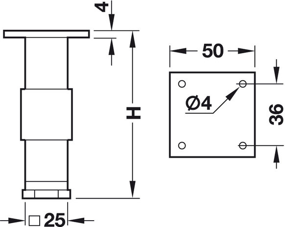 RVS meubelpoot