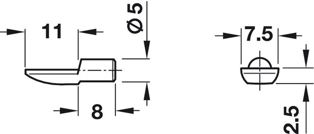 Legplankdragers 5 mm, 100 stuks