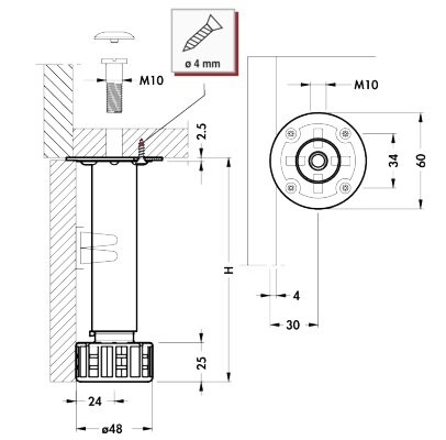 Metalen stelpoot 120 mm